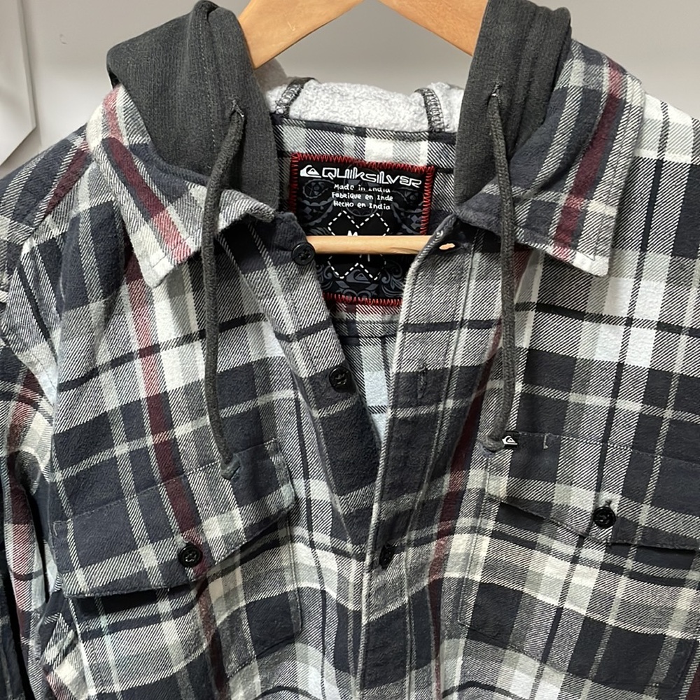 Quicksilver Gray Flannel With Draw String Hood At… - image 3